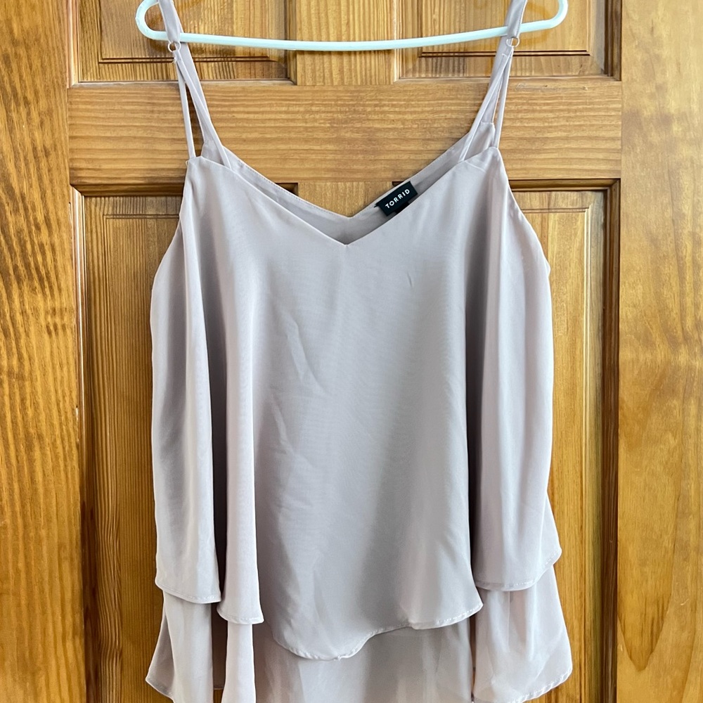 NWOT Torrid Dusty Pink Layered V-neck Tank Top Blouse Size 0